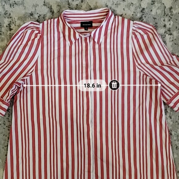 WHO WHAT WEAR Red & White Striped Button Down Size S - Picture 8 of 8